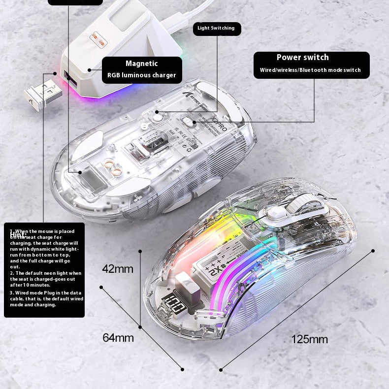X2 Pro Tri-Mode RGB Transparent  Mouse