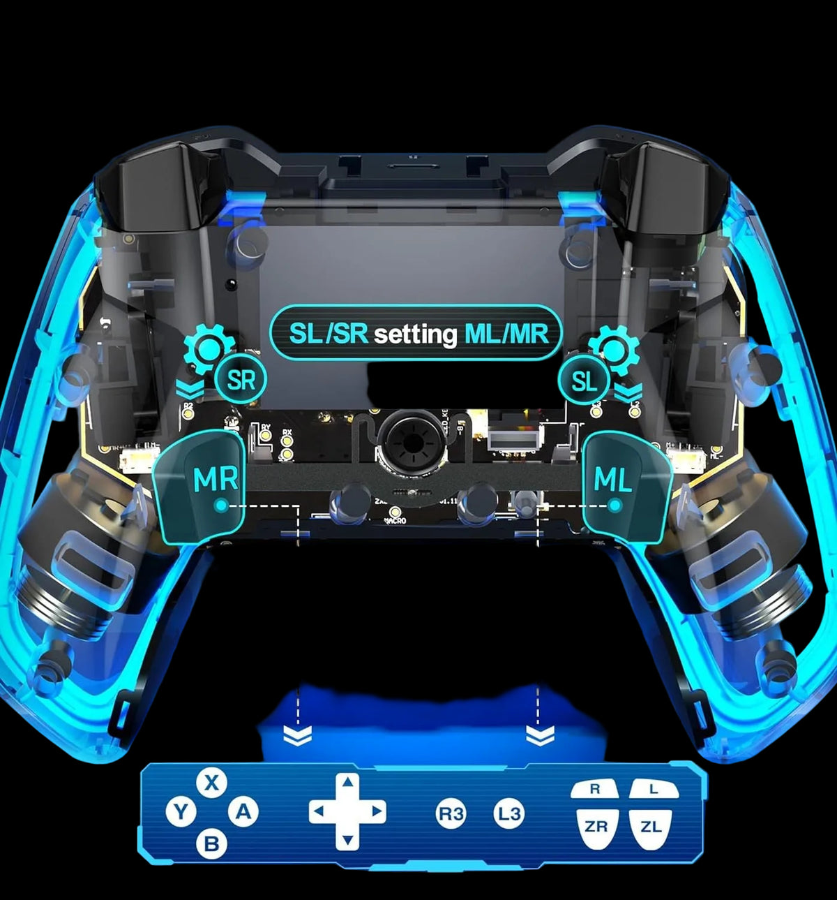 Neon RGB Transparent Gaming Controller