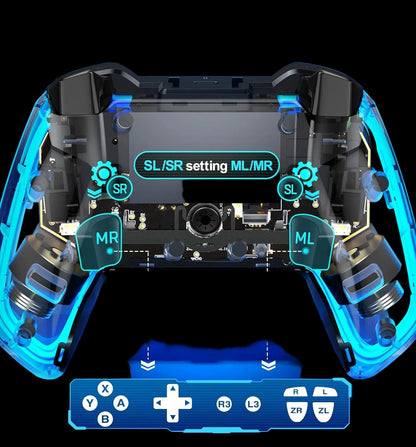 Neon RGB Transparent Gaming Controller