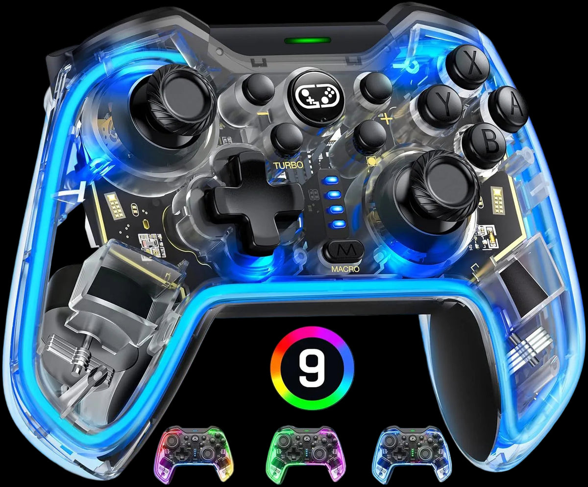 Neon RGB Transparent Gaming Controller
