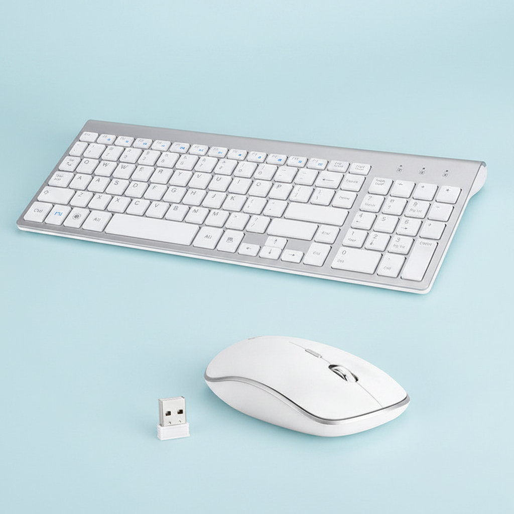 White — Pastel Blue Flat Lay